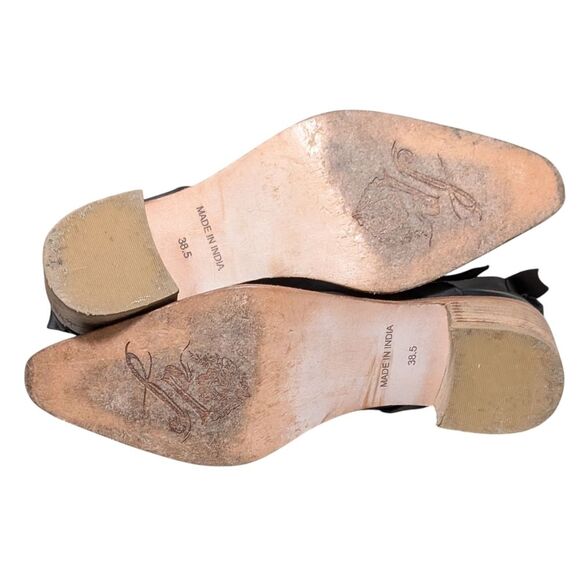 Free People black washed pointed toe double strap ankle bootie size 38.5 - Picture 5 of 10